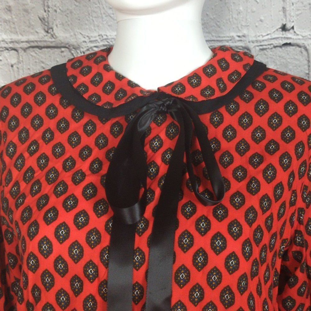 Vintage Lanz Originals Maxi Dress, c 1970s Black/Red, Size 7/8 - Picture 5 of 12